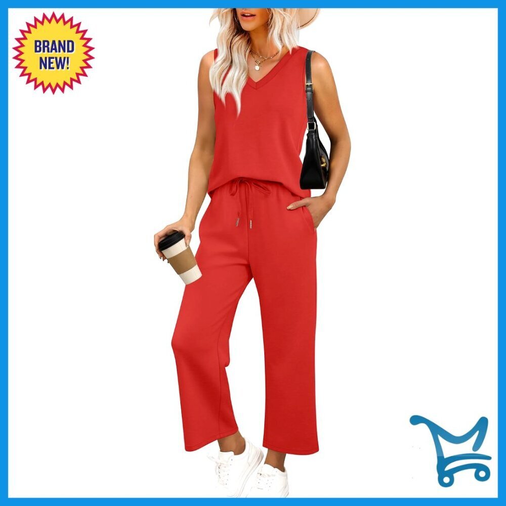 Two Piece Lounge Set V Neck Top Wide Leg Pants Minimal Comfort Outfit